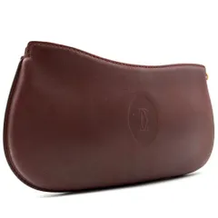 美品 Cartier カルティエ マルチケース コインケース 小銭入れ ポーチ マストライン レザー ロゴ ボルドー レディース