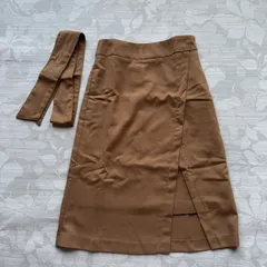 AG by aquagirl ラップ風スリットスカート S タグ付き リボンベルト付 キャメル