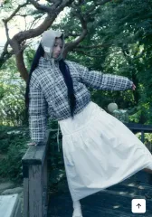 マリ・クレール ハイネック チェック ダウン 55