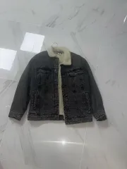 ZARA 164cm デニムジャケット ブラックデニム フリース 冬 アウター ボア