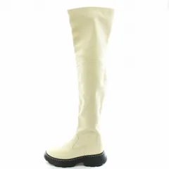 ニーハイブーツ ロングブーツ フェイクレザー 35 22.5cm アイボリー /AN24 ■GY36