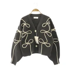 アダムエロペ Adam et Rope' 24AW 【サステナブル・洗える】ラインニットカーディガン Vネック F グレー /DF ■OS