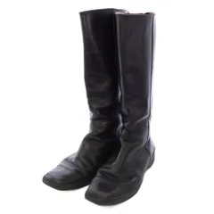 サルヴァトーレフェラガモ Salvatore Ferragamo ロング ブーツ レザー スクエアトゥ 6.5C 黒 SK566 /TK ■MU