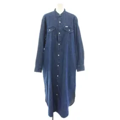 リー LEE デニムシャツワンピース ひざ丈 バンドカラー 長袖 S インディゴ LL5025 /YT ■BM