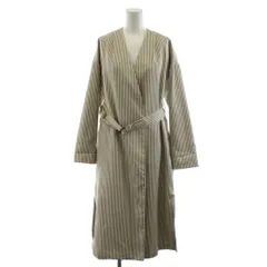 トゥモローランド TOMORROWLAND collection ノーカラーコート ロング丈 ストライプ柄 36 ベージュ 白 ホワイト 13-08-91-08101 /AN61 ■BM