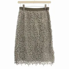 レリアン Leilian ネミカ NEMIKA スカート B23672 花柄 カットワーク ひざ丈 36 グレー ピンク /☆G ■BM