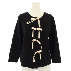 ザラ ZARA カーディガン ニット 長袖 リボン M 黒 ブラック ピンク 2142/209/800 /TK ■BM
