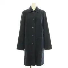 レリアン Leilian ステンカラーコート アウター ロング丈 刺繍 9 M 紺 ネイビー /BB ■BM