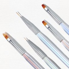 Modelones Nail Brush Set, Gel Nail Brush, Aurora Nail Art Pen *5 Color Set, Gel Nail Brush Set, Builder Glue Brush, Nail Art Line Brush, Nail Dotting Pen, and Other Nail Art Design Pen Painting Tools for Beginners