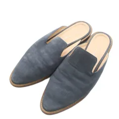 ファビオルスコーニ FABIO RUSCONI サンダル ミュール ポインテッドトゥ スエード 23.0cm 紺 ネイビー /AN15 ■MU