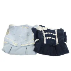 スーリー Souris ワンピース 2点セット ノースリーブ 半袖 レース フラワーモチーフ リボン 120 110 水色 ライトブルー 紺 ネイビー /AN35 ■BM