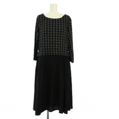 オットー OTTO ワンピース ひざ丈 七分袖 千鳥格子 切替 L 黒 489661 /KH