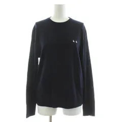 ユニクロ UNIQLO ANYA HINDMARCH 24AW メリノクルーネックセーター ニット 長袖 刺繍 ウール M 紺 ネイビー 251-473154 /KU ■MU