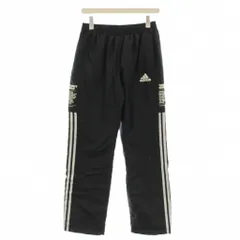 アディダス adidas ナイロン トラックパンツ 中綿 ライン ナイロンパンツ 裏フリース M 黒 ブラック /☆G ■BM