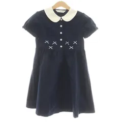 ショパンドゥ Chopin deux ワンピース 半袖 丸襟 リボン 130 紺
