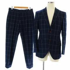 STYLE&MORE CANONICO生地 SUPER 100'S / シングルスーツ チェック柄 ネイビー