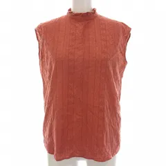 N.Natural Beauty Basic N.ナチュラルビューティーベーシック ノースリーブ ブラウス シャツ フリルネック コットン 刺繍 M コーラルピンク /YM