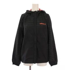 アディダスネオ adidas neo パーカー ジャケット ジップアップ ボーダー柄 ロゴ刺繍 M 黒 /BM
