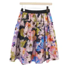 ランバンオンブルー LANVIN en Bleu フレアスカート イージー ひざ丈 ウエストゴム 花柄 36 マルチカラー /BB