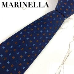 美品 MARINELLA マリネッラ ネクタイ 小紋柄 ジャガード ネイビー 光沢