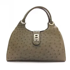 セレンシー Celencee オーストリッチ ハンドバッグ カーキ グレー /YM ●D