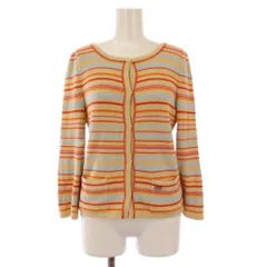 フォクシー FOXEY カーディガン 七分袖 クルーネック ボーダー柄 38 マルチカラー 30486 /BM