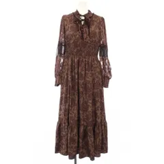 Her lip to ハーリップトゥ Winter floral Long-sleeve dress ワンピース ロング 長袖 レース 切替 総柄 S ブラウン 1204305020 /TK