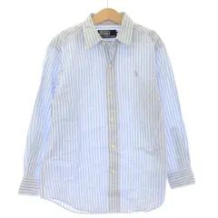 ポロ バイ ラルフローレン Polo by Ralph Lauren シャツ ストライプ ホース 刺繍 長袖 140 白 青 3344-2835 /TK
