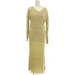 スナイデル SNIDEL アシンメトリー リブニット ワンピース ロング タイト ボタンデザイン 長袖 F ベージュ /☆G