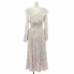 スナイデル SNIDEL 24SS サテンジャガードプリントワンピース ロング 長袖 花柄 カシュクール風 0 ラベンダー 白 ホワイト SWFO241010 /YT