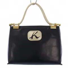 キタムラ Kitamura ハンドバッグ ポーチ付き レザー ネイビー ホワイト /BM