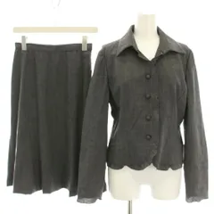 コージワタナベ スティル KOJI WATANABE STYLE スーツ シャツジャケット ブレザー フリル フレアスカート ひざ丈 ウール グレー /HN