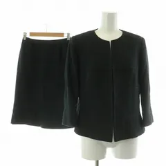 レリアン Leilian セットアップ 2点セット ブラックフォーマル 上下 フレアスカート ノーカラージャケット ツイード ロング 9 ブラック QO-010-21AS /NQ