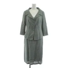 シビラ SYBILLA セットアップ スーツ テーラードジャケット 七分袖 タイトスカート ひざ下 ツイード 麻 リネン混 40 63-90 水色 緑 グリーン ベージュ /KU