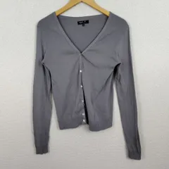 agns b. アニエスベー カーディガン 無地 グレー 2サイズ レディース 古着 モード シンプル　Y2K