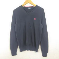 FRED PERRY フレッドペリー Vネックニット ロゴ刺繍  Sサイズ メンズ 古着 クラシック シティーボーイ