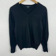 UNIQLO ユニクロ Vネックニット 無地 カシミヤ ブラック Mサイズ レディース 古着 シンプル シティーボーイ