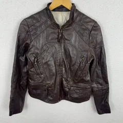 ラムスキン レザージャケット ブラウン Lサイズ レディース 古着 モード シンプル