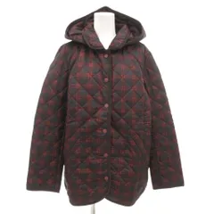 ゴールデンベア GOLDEN BEAR キルティングジャケット L フード チェック 総柄 ショート丈 赤 レッド 黒 ブラック /AE