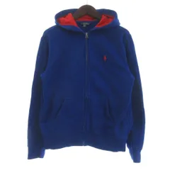 ポロ ラルフローレン POLO RALPH LAUREN パーカー ジップアップ フーディー ロゴ 刺繍 長袖 裏起毛 L 14-16 青 ブルー
