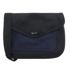 アニエスベー agnes b. ショルダーバッグ ナイロン クロスボディ フラップ ネイビー ■GY99