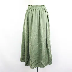 アースミュージック&エコロジー EARTH MUSIC & ECOLOGY スカート ボトムス ロング丈 ギャザー スウェード調 ウエストフリル イージー F カーキ ※EKM