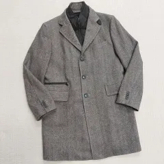 メンズ95サイズ ルイージ ビアンキ マントバ ヘリンボーン ウールコート