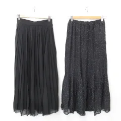 グレイル GRL エヘカソポ ehka sopo スカート 2枚セット ロング プリーツ ドット柄 黒 ブラック F