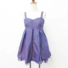 フォーエバー21 FOREVER21 パーティ ハロウィン ワンピース キャミワンピ ミニ丈 リボン 別布チュールフリル 紫 パープル S