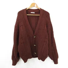 ザラ ZARA カーディガン ニット 長袖 Vネック 茶 ブラウン M
