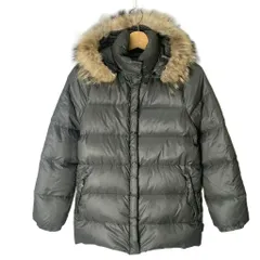 モンクレール MONCLER 茶タグ ダウンジャケット フード付き ファー ナイロン 00 カーキ レディース