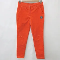 アンパスィ and per se ゴルフ スポーツウェア パンツ ロング ストレッチ ロゴ 刺繍 コーデュロイ オレンジ M