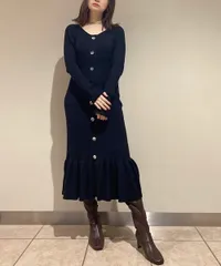 スナイデル SNIDEL 2wayフロントボタンニットワンピース ブラック