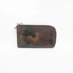 アニアリ aniary 財布 コインケース コンパクトケース L字ジップ キーリング付き カモフラ 迷彩 ブラウン 茶